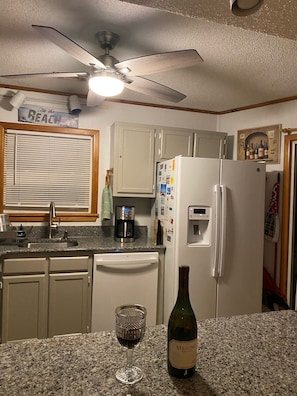 New granite countertops refrigerator dishwasher and fan! BYOB!!