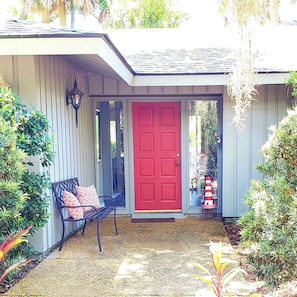 Our cheery red front door.