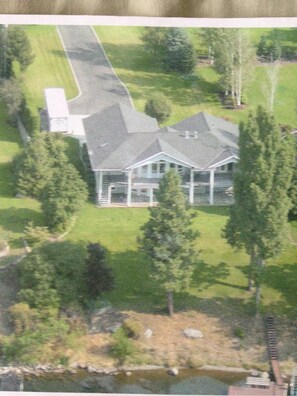 Aerial view, facing the water. 