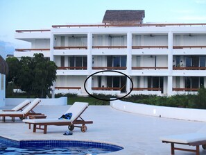 View of the condo from the 
pool