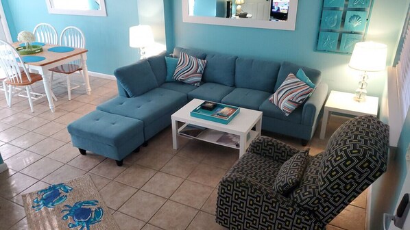 Family room open to dining area