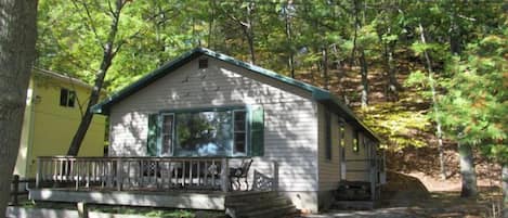 Cottage and driveway from Portage Point Drive