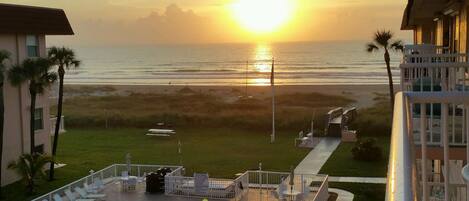 View of sunrise from balcony