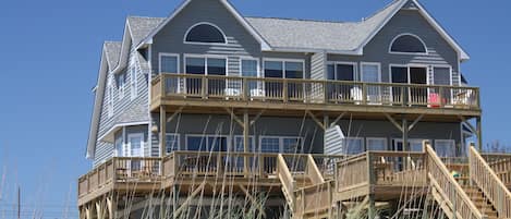 Ocean Villas from the beach notice brand new decking