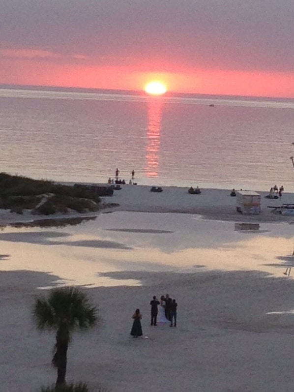 Sunset view from the lanai of the condo