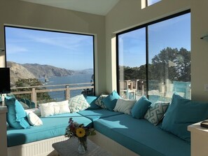 Large window seats for lounging and relaxing.