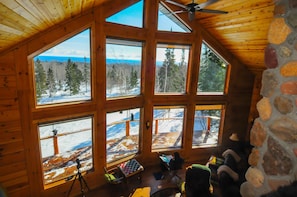 Enjoy panoramic Lake Superior views from the huge great room at Lutsen Lookout.