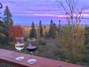 Enjoy your gifts ... welcome bottle of wine and Lutsen Lookout glasses.