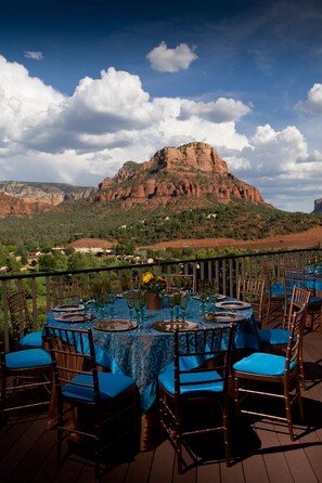 Tables added to deck for elegant dinner party