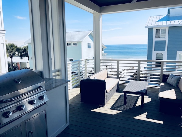 Gas grill overlooking Gulf