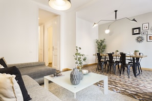 Living room and dining area