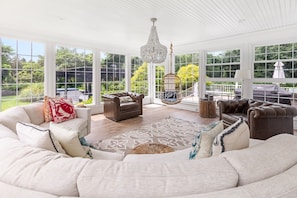 Newly renovated windowed room with panoramic views of grounds
