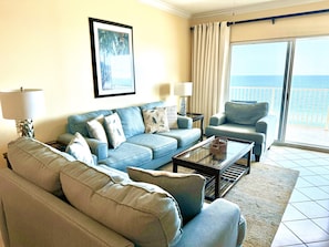 Gorgeous views of the ocean right from the living room. Talk about relaxing!