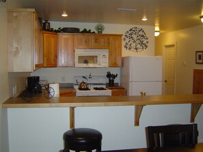 Our kitchen has all the tools and spices needed to create a delicious meal
