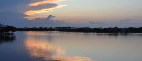 Sunset from Ground level - open bay to Gulf of Mexico