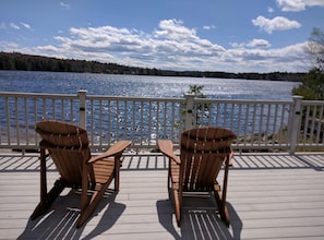 Spectacular lake views from large deck.
