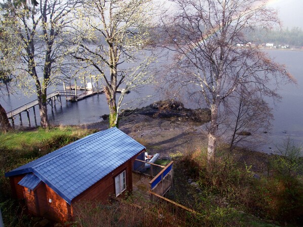 A mere stone's throw to the water and beach from the cabin!