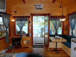 Great view of the water from inside or out. Deck is gated for pets.