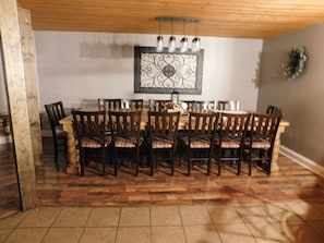 Large dining room table with seating for 12