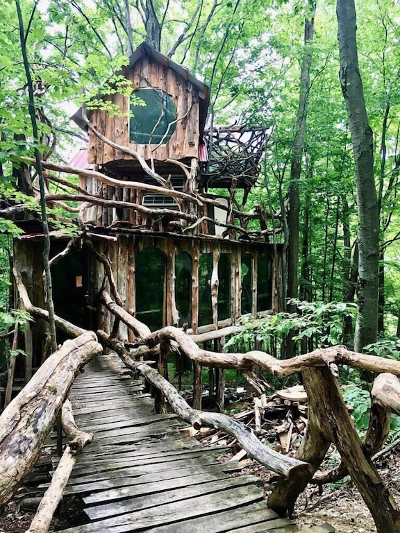 Morning-Dove treehouse in Vermont surrounded by trees