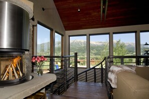 View of Bridger Mountain range from living/kitchen.