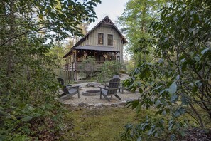 Romantic mountain cabin surrounded by nature