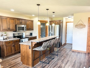 Kitchen with stainless steel appliances