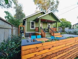 There is a 4 square court in the front! The shed can be used for bike storage.