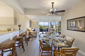 Open Floor Plan with View to A/Bay and Hualalai!  Dining  --> Great Rm --> Lanai