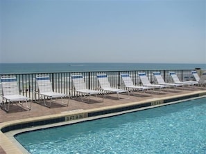 Large oceanfront heated pool.