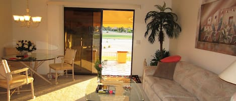 Front room view looking out onto the golf course.
