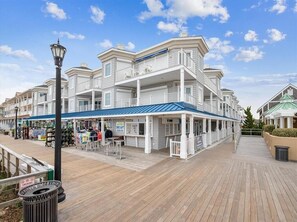 Looking from the beach, the boardwalk as well