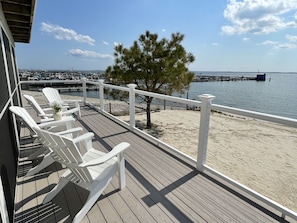Southwest view of Rehoboth Bay and the Snug Harbor Condo private beach