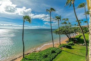 VIEWS of Mnt Haleakala, Molokini Crater, island of Lanai, West Maui Mtns & beach