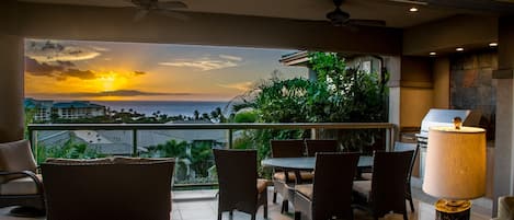 Gorgeous sunset view from living room and upper lanai