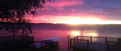 Beautiful Pickerel Lake sunset from Screened Porch.