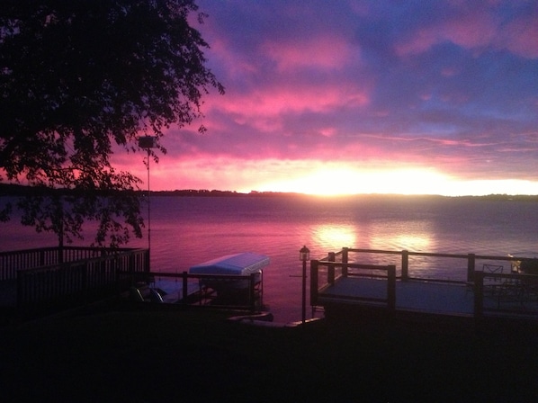 Beautiful Pickerel Lake sunset from Screened Porch.