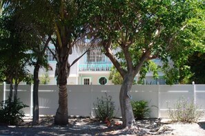 A peek in from the street side.  Close driveway gate for even more privacy.