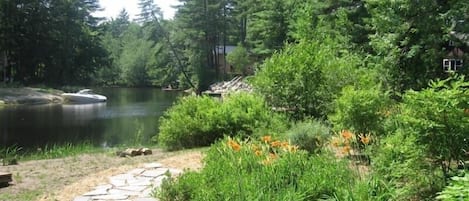 View of the river that leads into Sebago Lake.