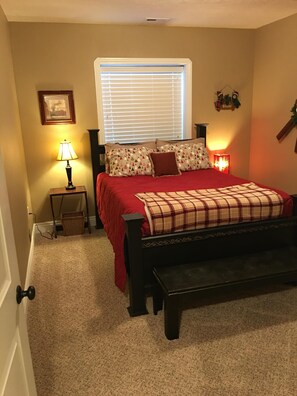 Christmas Room (located in basement).  QUEEN bed w/ lux memory foam
