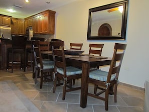 dining table and counter chairs. 