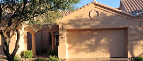 Front of house and garage entry