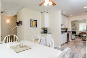 Brand new updated kitchen with seating for 8 and stainless steel appliances