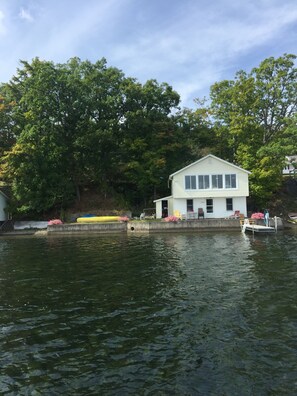 Cottage view from lake.