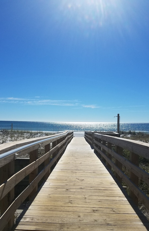 One of the three boardwalks out to the beautiful beach.