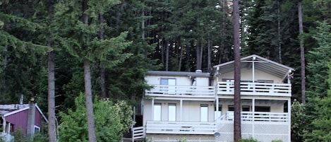 View of house and (old) dock from lake