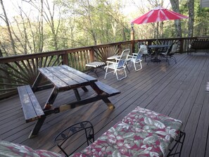 Early spring view of open deck, perfect for dining, or simply relaxing.