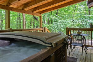 Enjoy a cup of coffee or eating breakfast on the back deck
