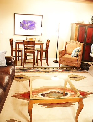 Living room and dining area.