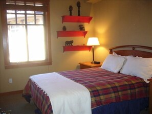 Guest Bedroom with Queen size Bed and View of the Village and Mountains